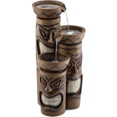 Garden Decorations Alpine Corporation Tall 3-Tier Tiki Head Water Fountain Yard