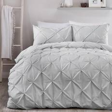 Serene Lara Ruched Care Duvet Cover White, Silver