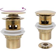 Onderste Kleppen vidaXL Afvoer pop-up met overloop 6,4x6,4x9,1 cm goudkleurig