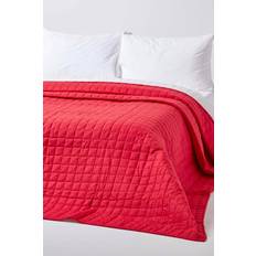 Coton Couvre-lits Homescapes Cotton Quilted Reversible Bedspread Red Couvre-lit Blanc, Rouge