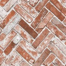 Muriva Herringbone Brick Wallpaper