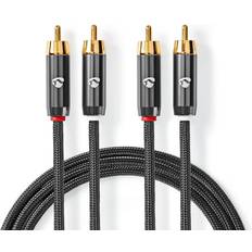 Nedis Premium 2x RCA - Metallgrå