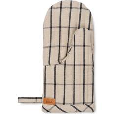 Hør Grydelapper ferm LIVING Hale Ovnhandske, Sand/svart Grydelap Sort, Beige