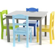 Multifärgade Möbelset Barnrum 5pc Elements Kids' Wood and 4 Chairs Set Humble Crew