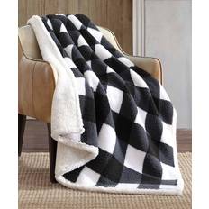 Black Blankets Eddie Bauer Cabin Plaid Sherpa Blankets Black, White