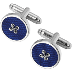 Silver Plated Cufflinks Aspinal of London Button Cufflinks - Silver/Blue