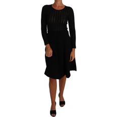 Dolce & Gabbana Sheath Long Sleeves Dress - Black