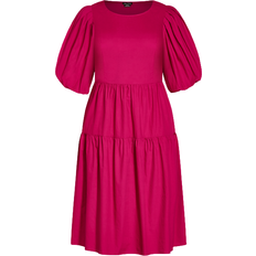 City Chic Vienna Dress - Pop Pink