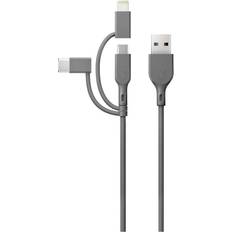 Kaapelit GP Batteries Essential Cable 3-in-1 USB-A to Micro-USB + USB-C + Lightning 1m