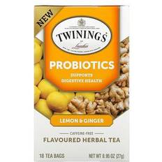 Twinings Tea Twinings Probiotics Plus Herbal Tea, Lemon & Ginger, Caffeine-Free, 18 Tea