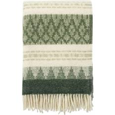 Klippan Yllefabrik Freja Manta Verde, Blanco (200x130cm)