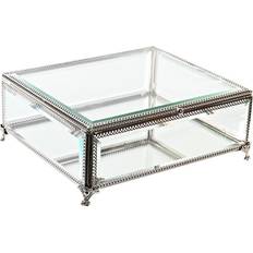 Transparente Organizadores de joyas Dkd Home Decor Caja-Joyero Transparente Plateado Metal Cristal 25 x 21 x