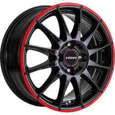 Ronal R54 MCR JET BLACK RED RIM 7x16