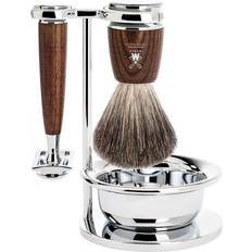 Mühle S81H220SSR RYTMO Pure Badger Safety Razor 4-piece Shaving Set Steamed Ash Colour: Steamed Ash, Size: ONE SIZE