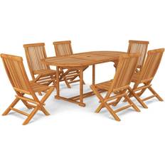 Teck Ensembles repas de patio vidaXL 3059609 Ensemble repas de patio, 1 Table incluse 6 Chaises