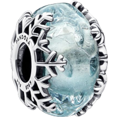 Pandora Winter Snowflake Murano Charm - Silver/Blue