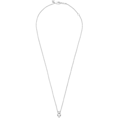 Pandora Double Heart Pendant Sparkling Choker Necklace - Silver/Transparent