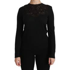 Dolce & Gabbana Silk Lace Crew Neck Long Sleeve Blouse