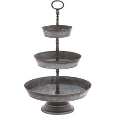 Gray Serving Platters & Trays Deco 79 Galvanized 3 Tiered Server Cake Stand