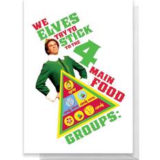 Elf We Elves Try To Stick To The 4 Main Food Groups Greetings Card Standard