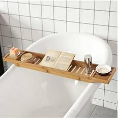 Paniers de douche Pont De Baignoire En Bambou Porte Savon Et Gel L80 cm x P15 cm x H4 cm