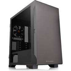 Boîtiers d'ordinateur Thermaltake S100 Tempered Glass Black Edition Micro-ATX Mini-Tower Computer Case with 120mm Rear Fan