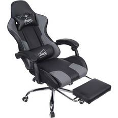 Leather Gaming Racing Recliner Chair With Footrest - Grey