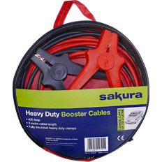 Cable de arranque Cables Eléctricos Sakura SS3626 Cables de Arranque para Batería de Coche, Resistentes, 400 A, 3 m, con Códigos de Color, para Vehículos de Hasta 3 L/3000 CC