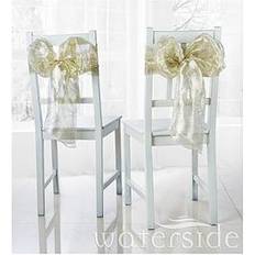 Waterside Pack Of 6 Metallic Organza Christmas Chair Bows &Ndash; Gold