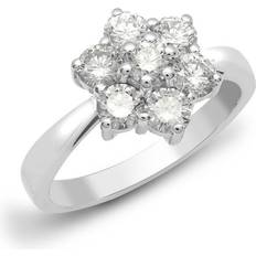 Jewelco London 18ct 1.25ct Diamond Stone Flower Cluster Ring