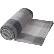 Tartan Check Fleece Blankets Grey, Silver