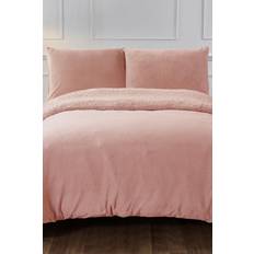 Polyester Duvet Covers Brentfords Sherpa Fleece Reverse Duvet Cover Pink