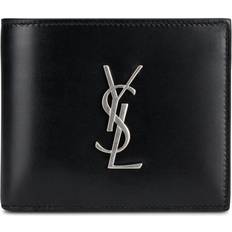 Saint Laurent Läderplånbok Med Metallisk Logotyp - Black