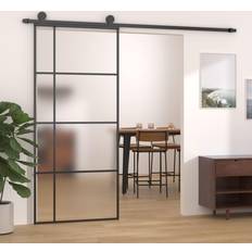 vidaXL ESG Vidrio Y Aluminio Negra 90x205 cm Puerta Corredera (90x)