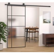 Black Doors vidaXL Sliding Door Frosted ESG Sliding Door (90x)