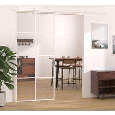 vidaXL ESG Vidrio Y Aluminio 90x205 cm Blanco Puerta Corredera Vidrio Transparente (90x)