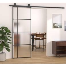 Portes vidaXL Porte de Grange 76x205 cm Noir Porte Coulissante (x)