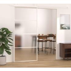 Puertas vidaXL ESG Vidrio Y Aluminio Blanca 90x205 cm Puerta Corredera Vidrio Transparente (90x)