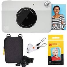 Analoge Kameras Kodak Printomatic Instant Camera (Grey) Basic Bundle Zink Paper (20 Sheets) Deluxe Case