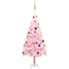 Rosa Árboles de Navidad vidaXL Preiluminado Con Led Y Bolas Rosa Ø75x150 cm Árbol de Navidad