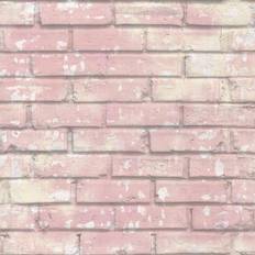 vidaXL Noordwand Urban Friends & Coffee Wallpaper Bricks Pink and White