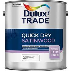 Dulux satinwood paint Dulux Trade Quick Dry Satinwood Wood Paint Pure Brilliant White 2.5L