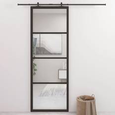 Portes vidaXL Système 76 205 cm Noir Porte Coulissante (x)