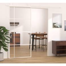 vidaXL Porte de Grange 90x205 cm Blanc Porte Coulissante Verre Clair (90x)