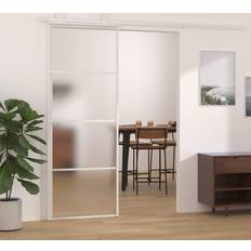 vidaXL In Vetro ESG E Alluminio 75x205 cm Bianca Edilizia Brico Giardino Animali Porta Scorrevole (x)