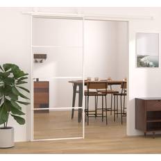 vidaXL ESG Vidrio Y Aluminio Blanca 90x205 cm Puerta Corredera Vidrio Transparente (90x)