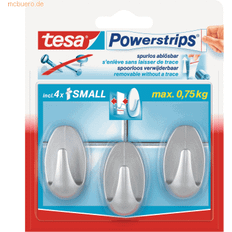 Plast Billedkroge TESA POWERSTRIPS® Small Oval adhesive hook matt Billedkrog