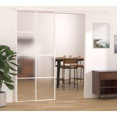 vidaXL Verre ESG Dépoli Et Aluminium 90x205 cm Blanc Porte Coulissante Verre Clair (90x)