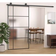 Portes vidaXL Porte de Grange Porte d'Intérieur Système de Porte 102.5x205 cm Noir Porte Coulissante (x)