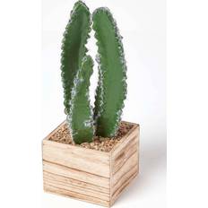 Artificial Cactus Plant In Wooden Pot, Tall Green